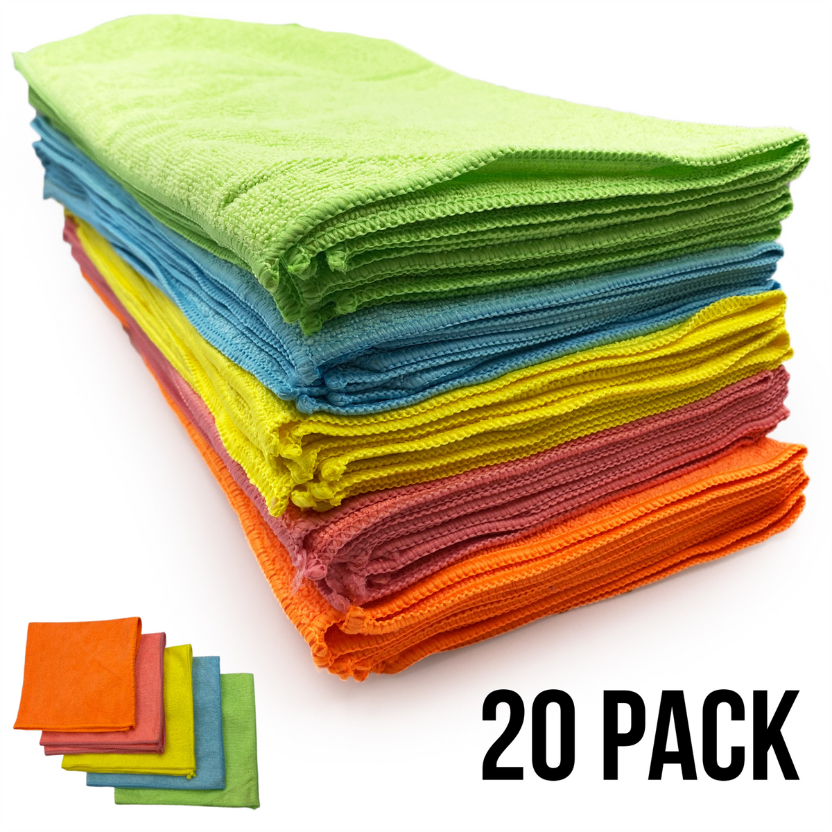 Pack of 20 Microfibre Cleaning Cloths (40x40cm)
