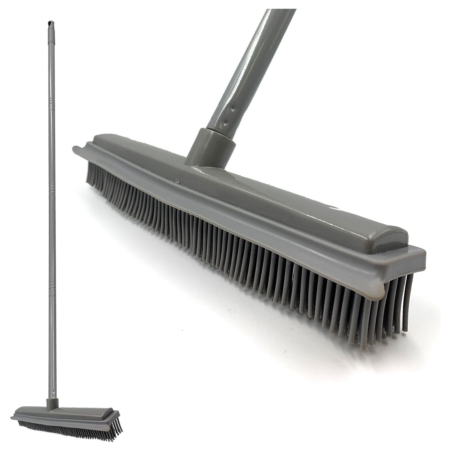 Grey Rubber Broom for Pet Hair & Carpets