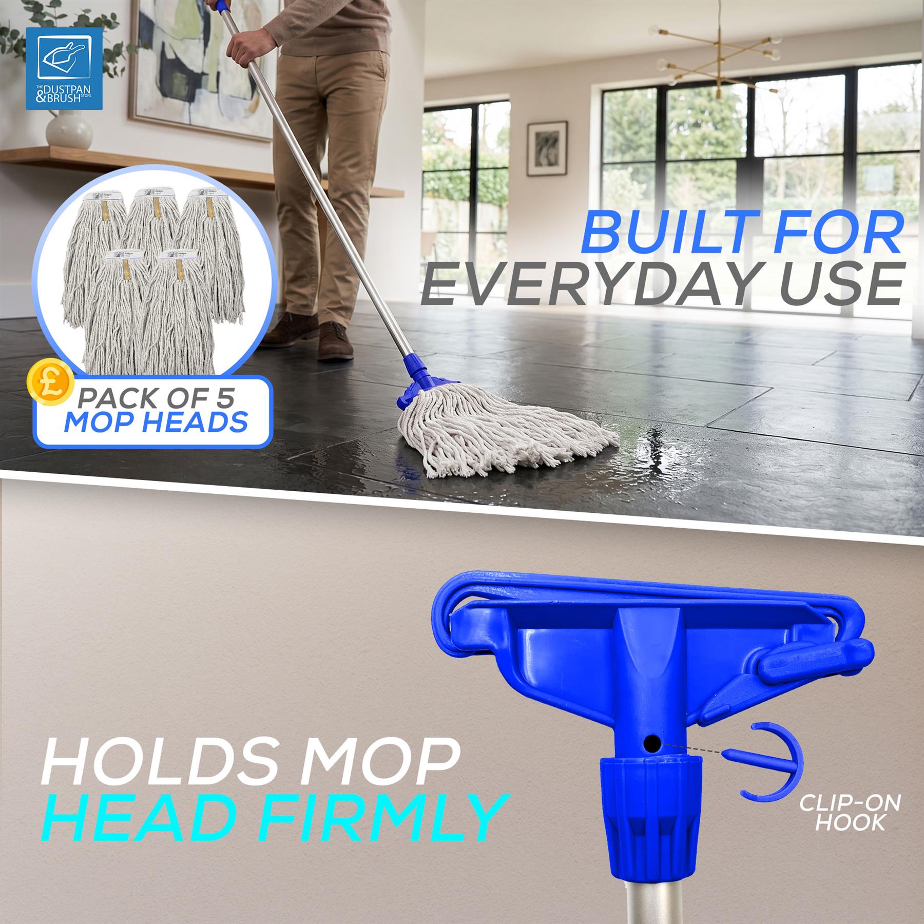 Blue Kentucky Mop Set with 5 Mop Heads & Handle