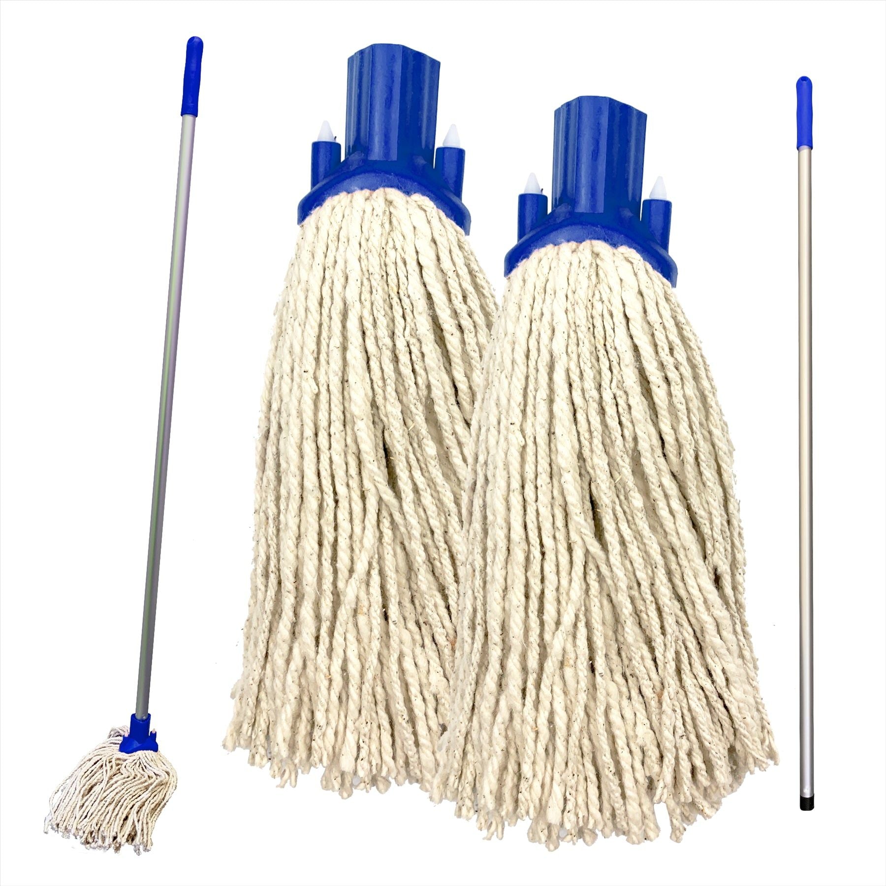 Colour Coded Aluminium Handle Mop Set with 2 Cotton Mop Heads