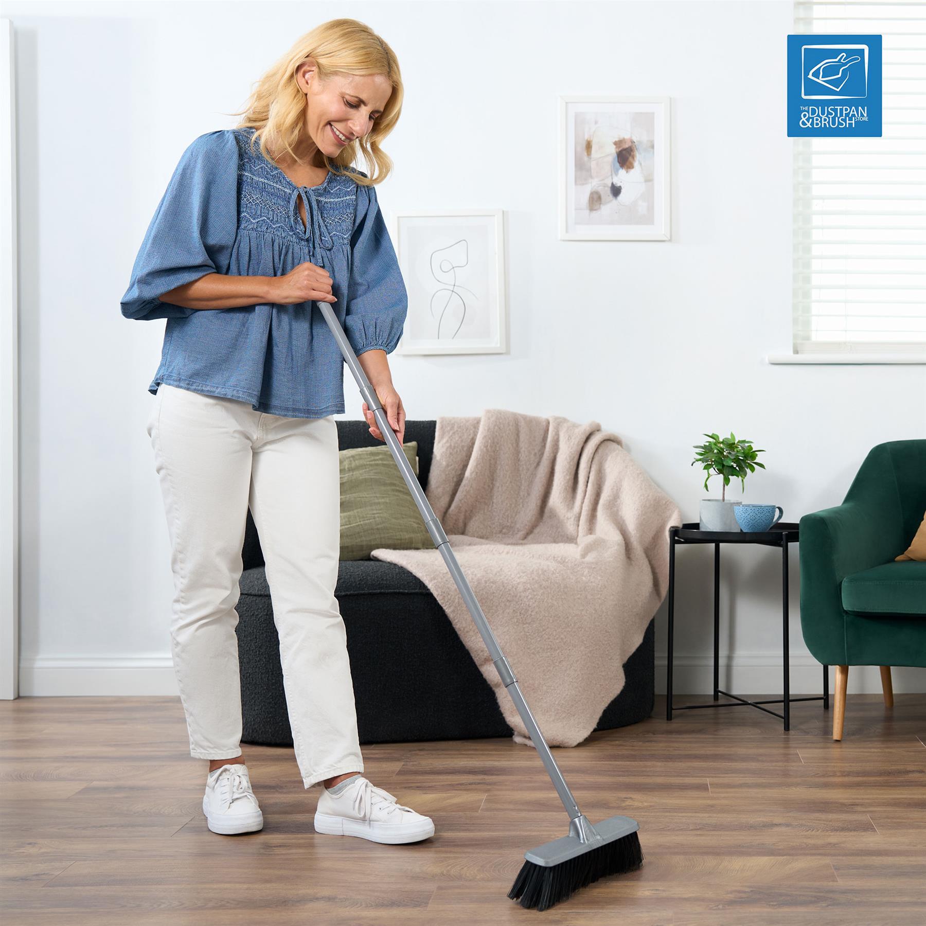 Soft Indoor Broom with 4 Piece Metal Handle