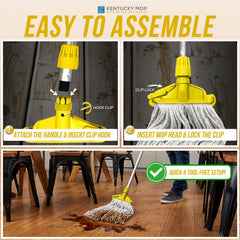 Yellow Kentucky Mop Set with 5 Mop Heads & Handle