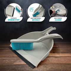 Rubber Dustpan and Brush Set for Pet Hair, Carpets & Floors