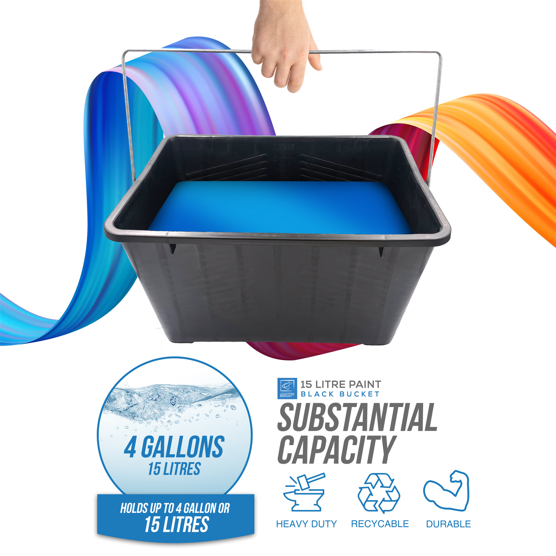 15L Paint Scuttle Bucket for Rollers & Window Cleaning