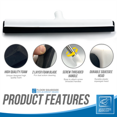 45cm White Floor Squeegee Replacement Head | Foam Blade