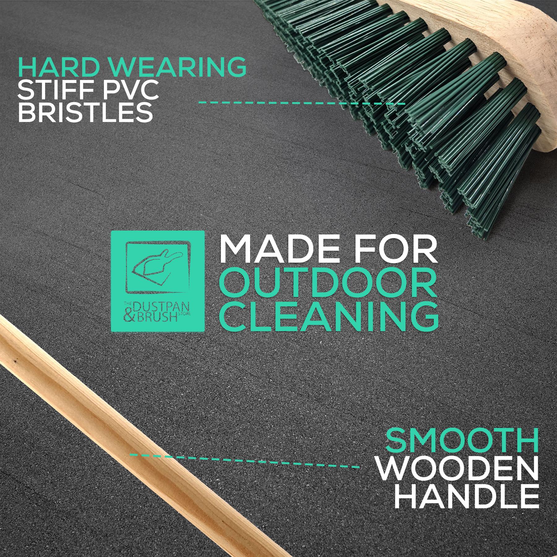 9" Stiff PVC Deck Scrub Floor Scrubbing Brush and 4ft Wooden Handle