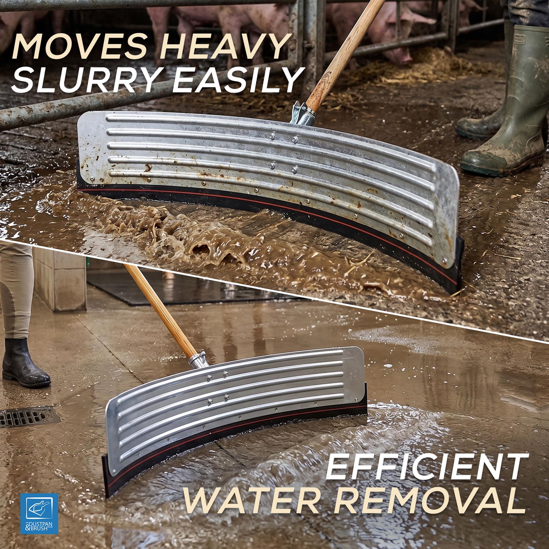 22" Curved Rubber Floor Squeegee with Wooden Handle