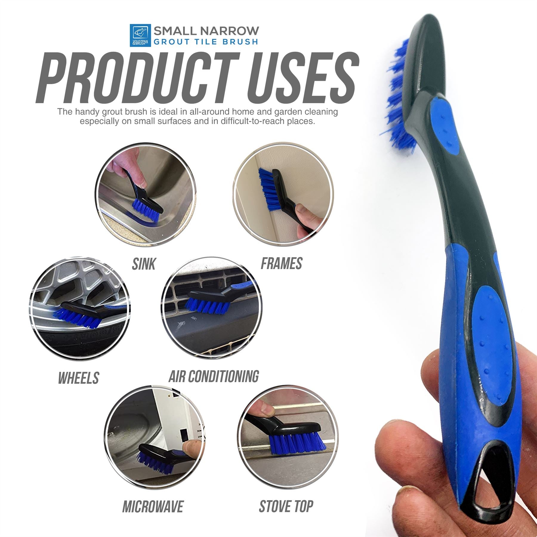 Soft Grip Grout Cleaning Brush – Single or Pack of 3