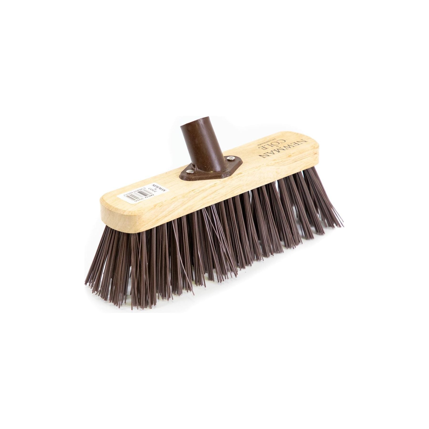 10" Newman & Cole Stiff PVC Broom with Wooden Handle - Outdoor Sweeper