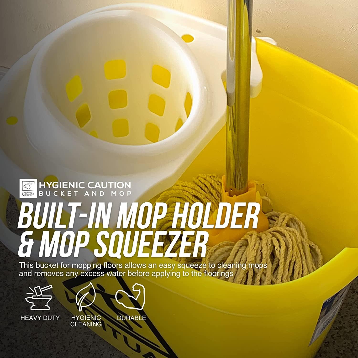 Yellow & White Caution Mop Bucket and Mop Set | 12L