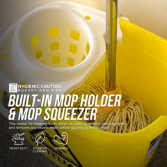 Yellow & White Caution Mop Bucket and Mop Set | 12L