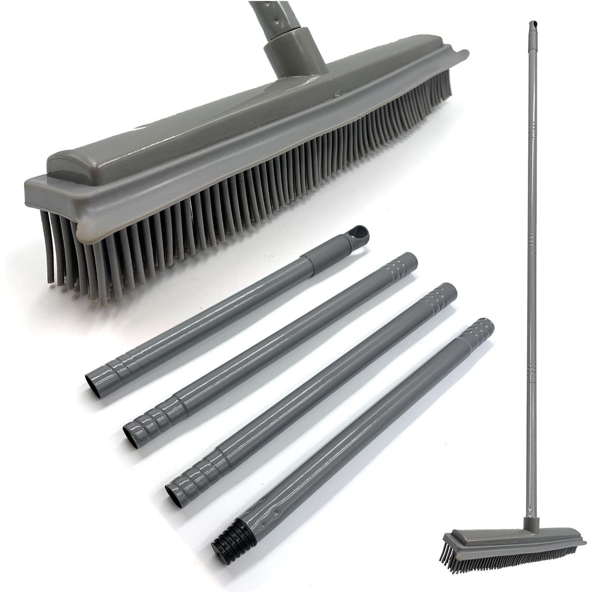 Grey Rubber Broom for Pet Hair & Carpets