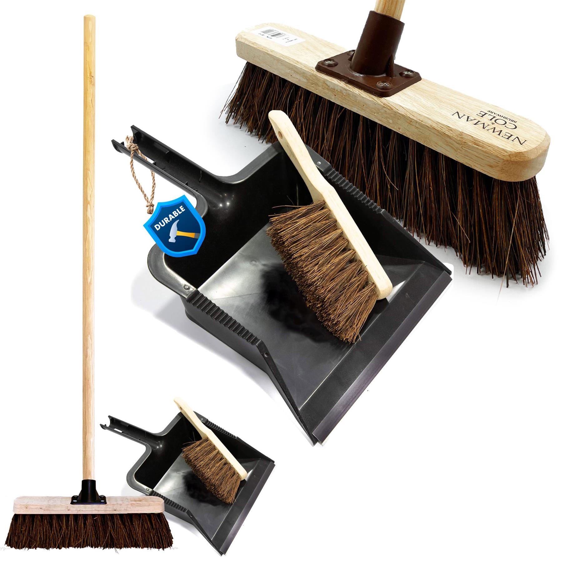 Outdoor Broom, Dustpan & Brush Set with Bassine Broom
