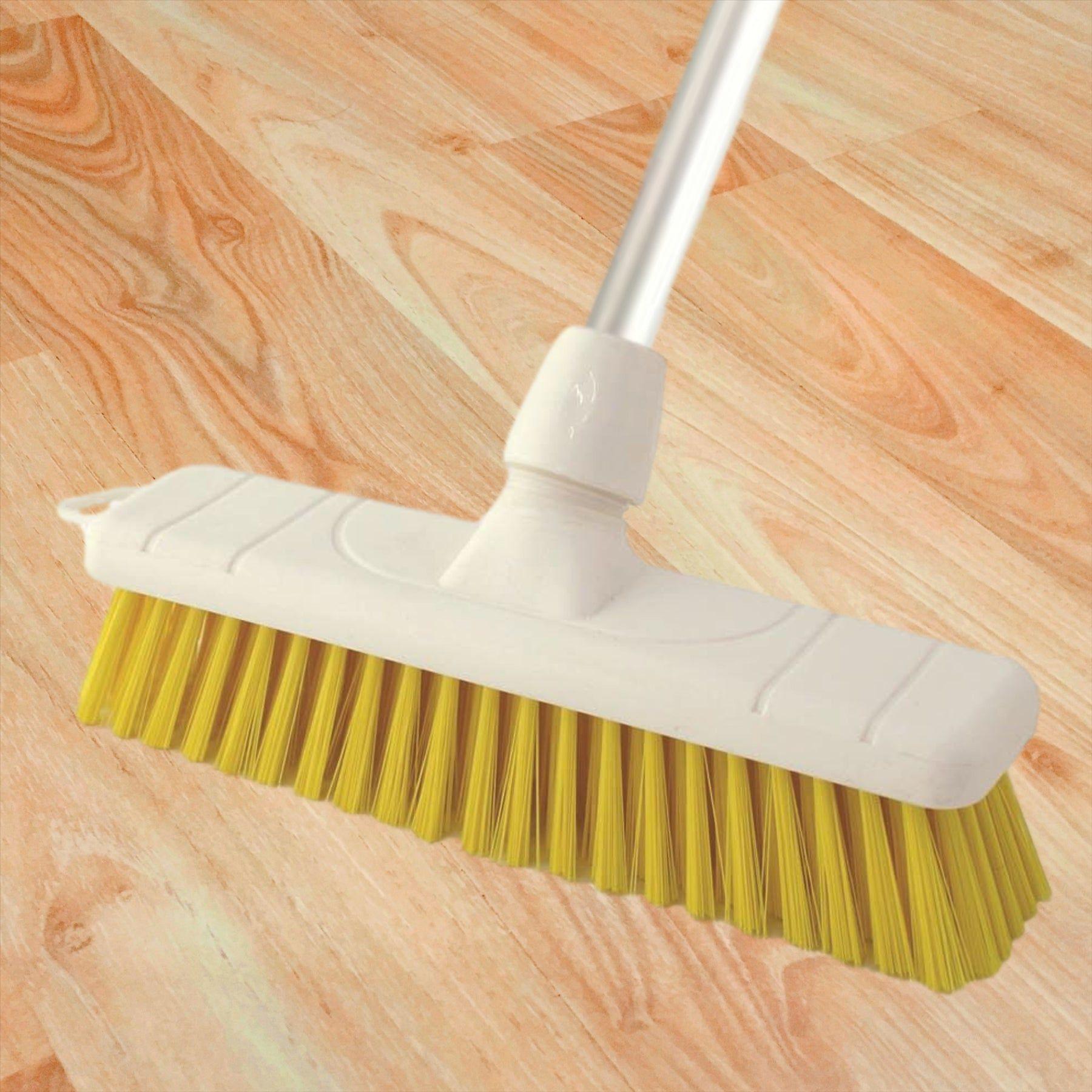 Yellow Colour Coded 12" Soft Sweeping Broom & Handle