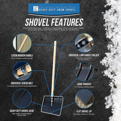 Plastic Snow Scoop Shovel with Wooden Handle – 44cm Snow Shovel