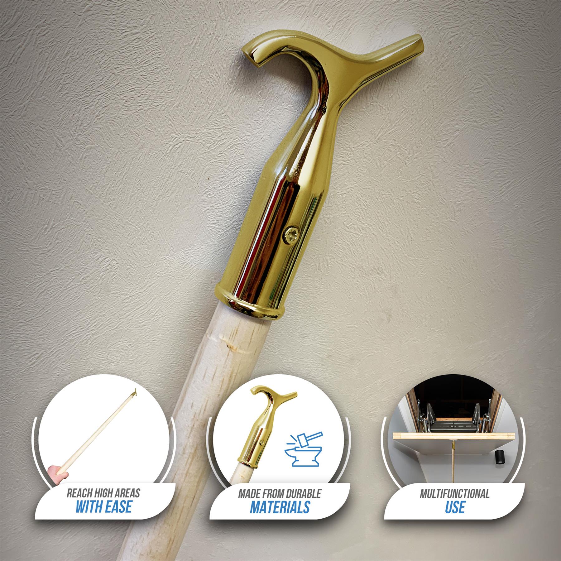 Brass Window Pole with 4ft Wooden Handle