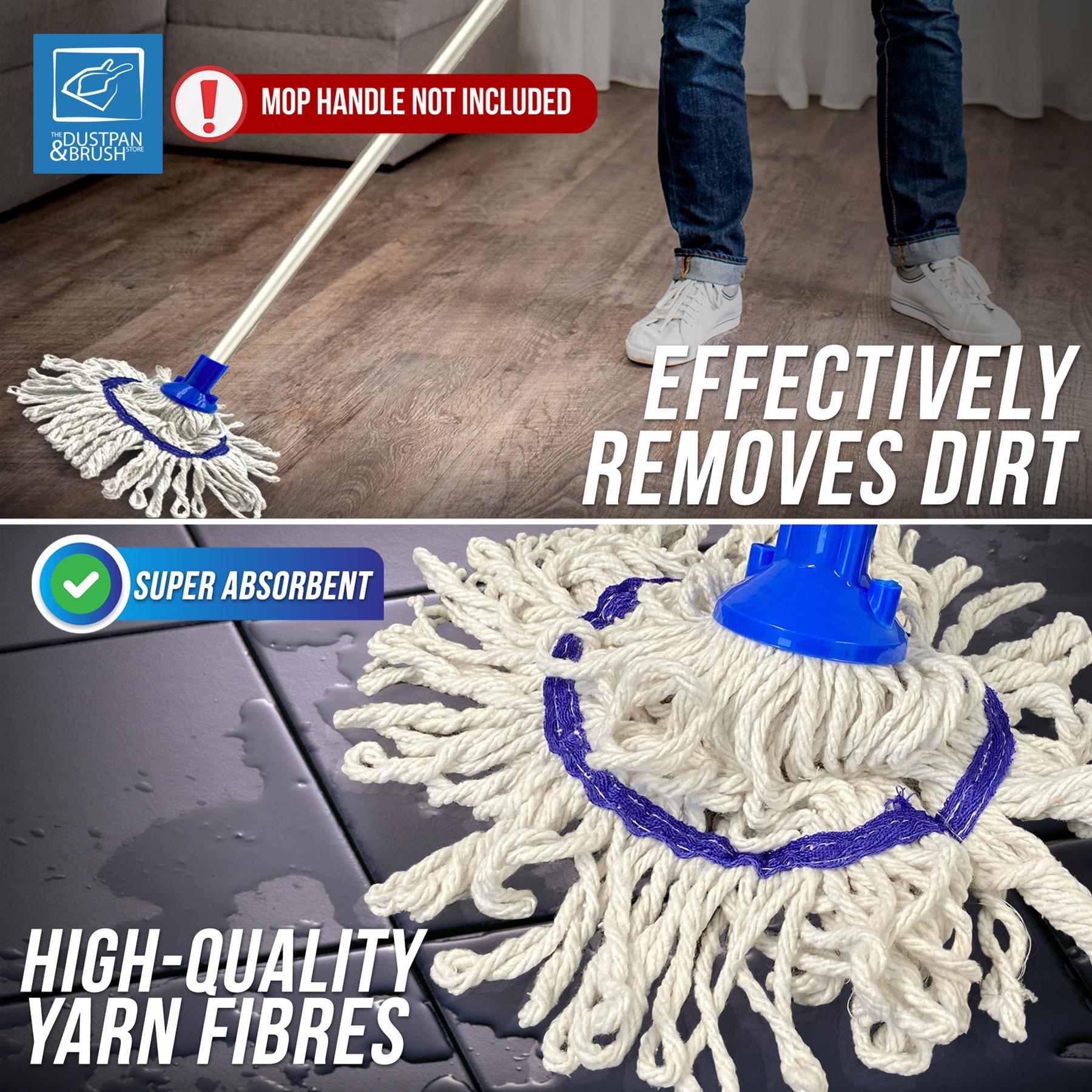 Colour Coded 350mm Looped Pure Yarn Cotton Mop Heads – Pack of 5