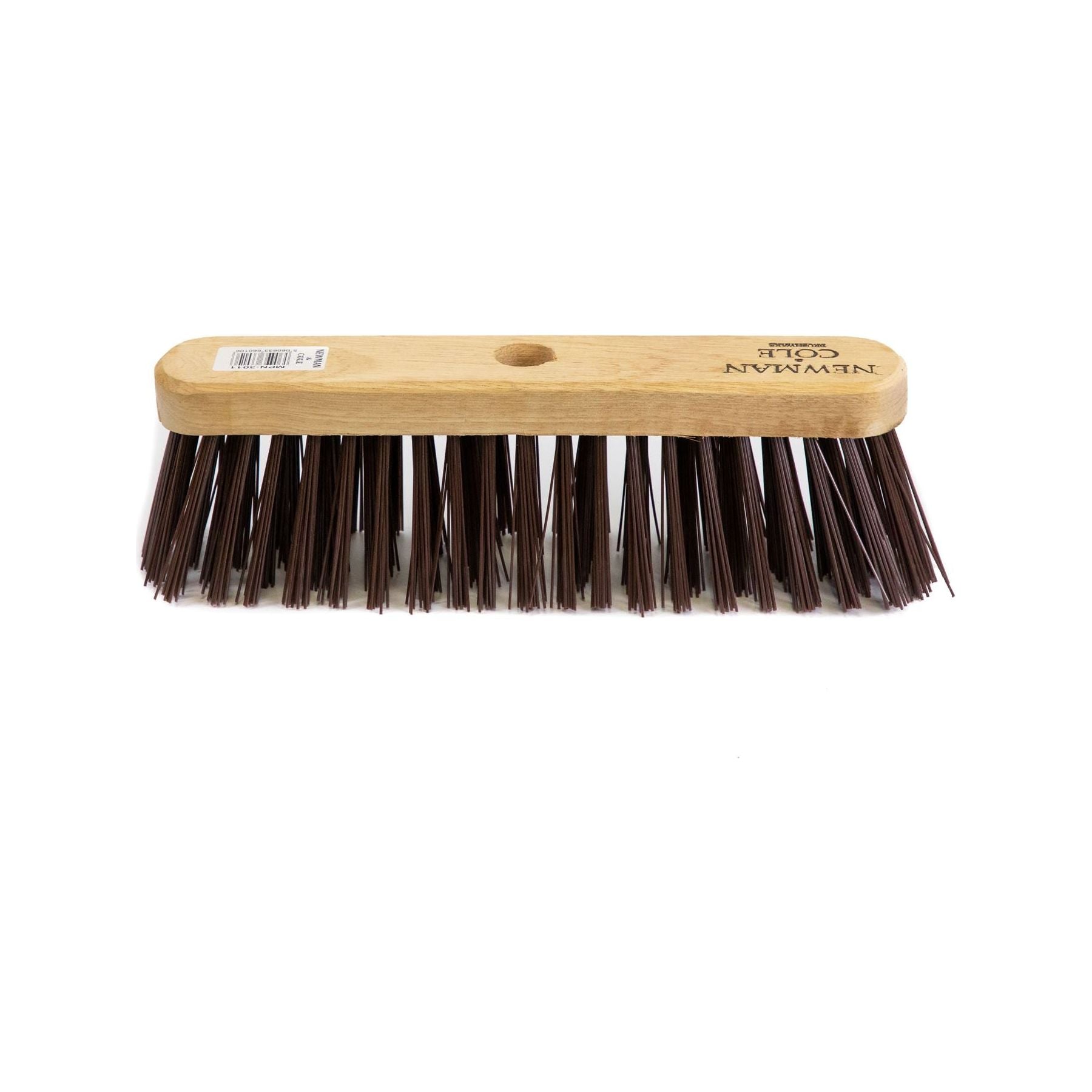 12" Newman & Cole Stiff PVC Outdoor Broom with Wooden Handle