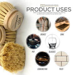 Newman and Cole Wooden Dish Brush - Pack of 3