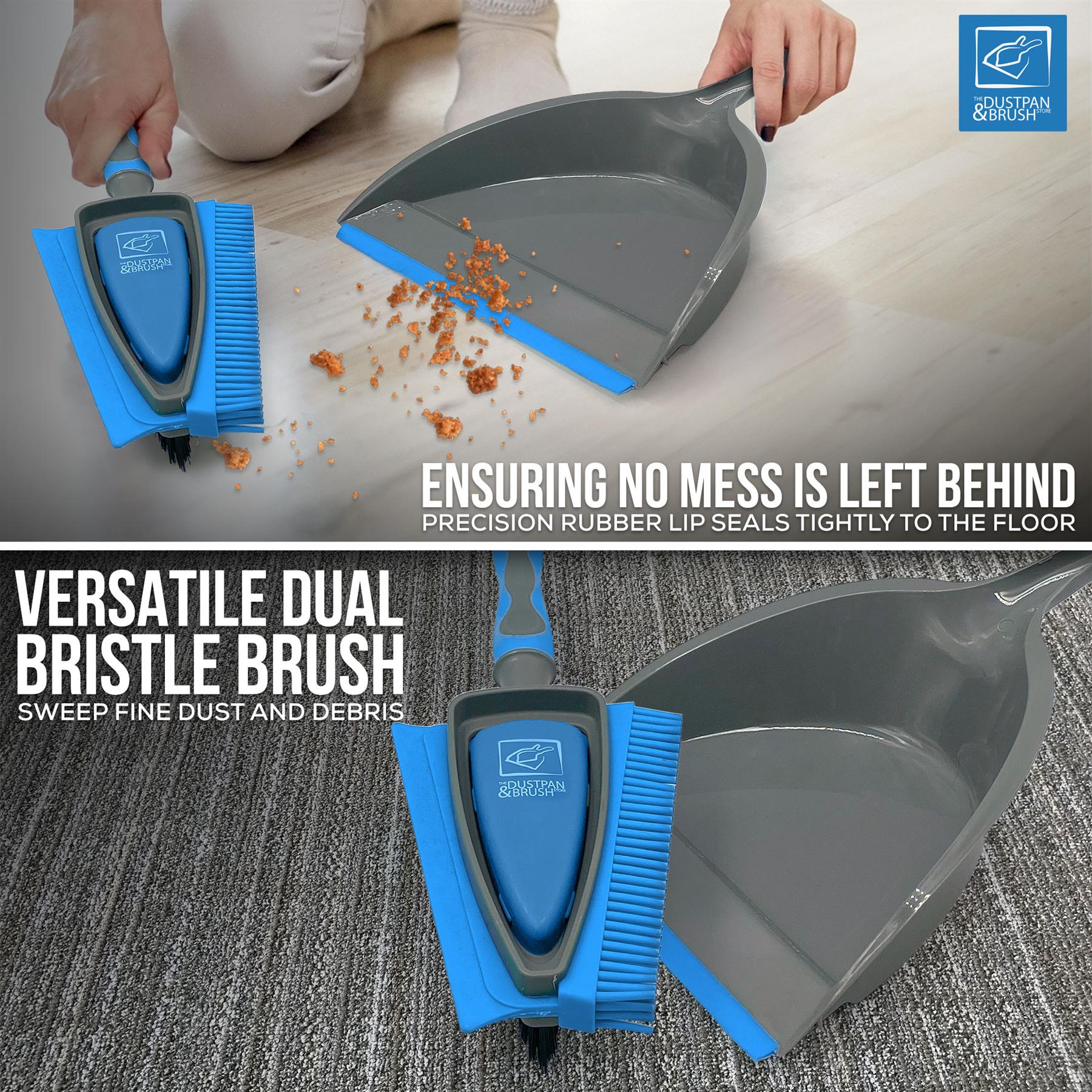 4 in 1 Rubber Dustpan and Brush Set for Pet Hair