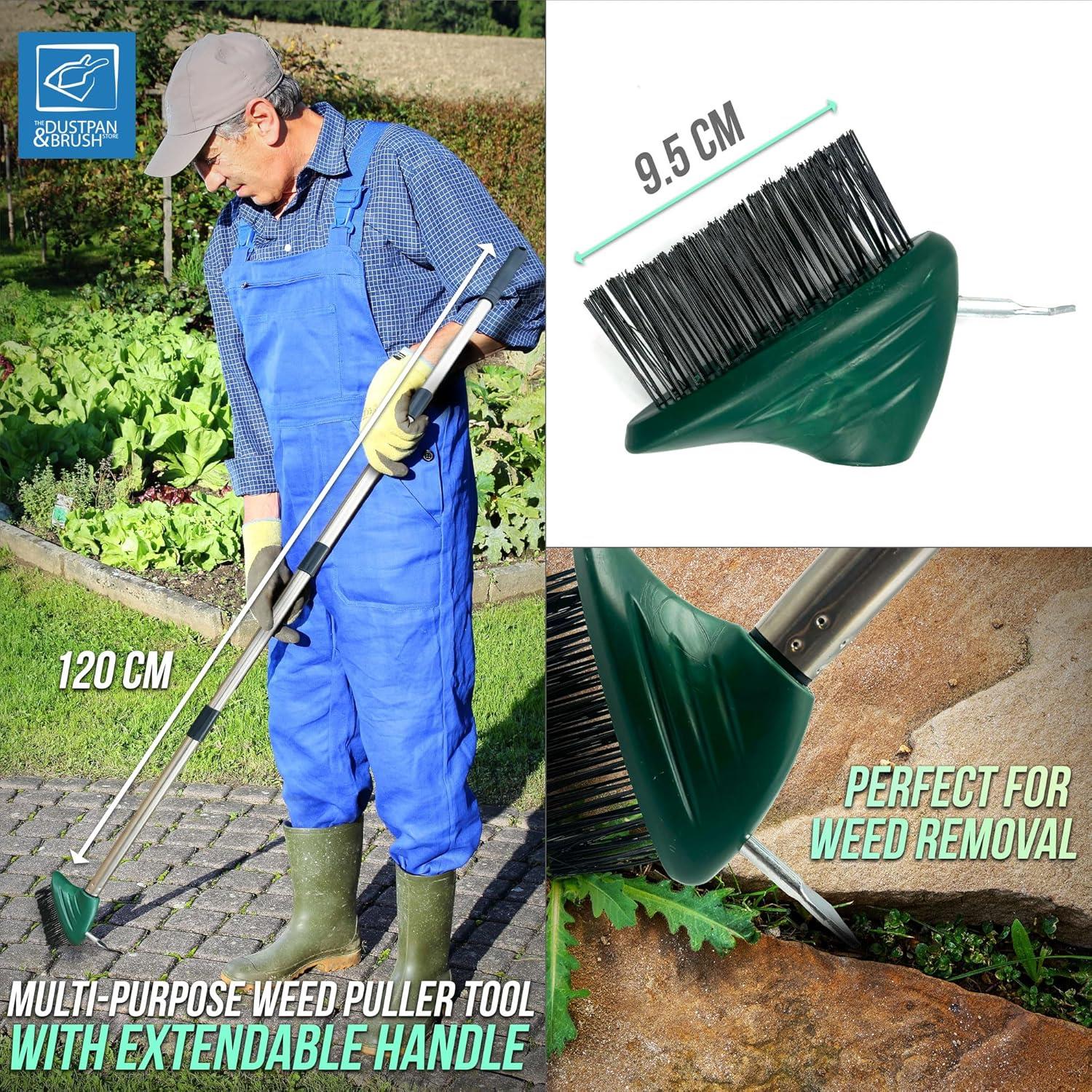 Wire Weed Brush with Scraper | Long Handle Patio & Driveway Cleaner