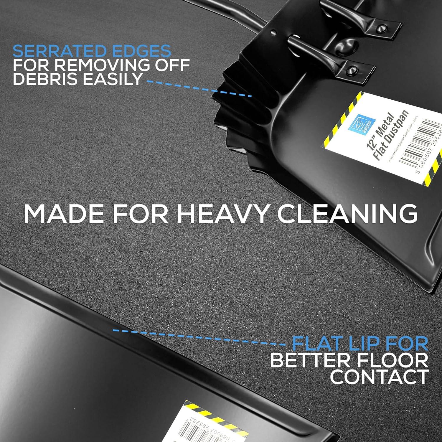 12" Metal Flat Dustpan | Heavy Duty Workshop Dustpan