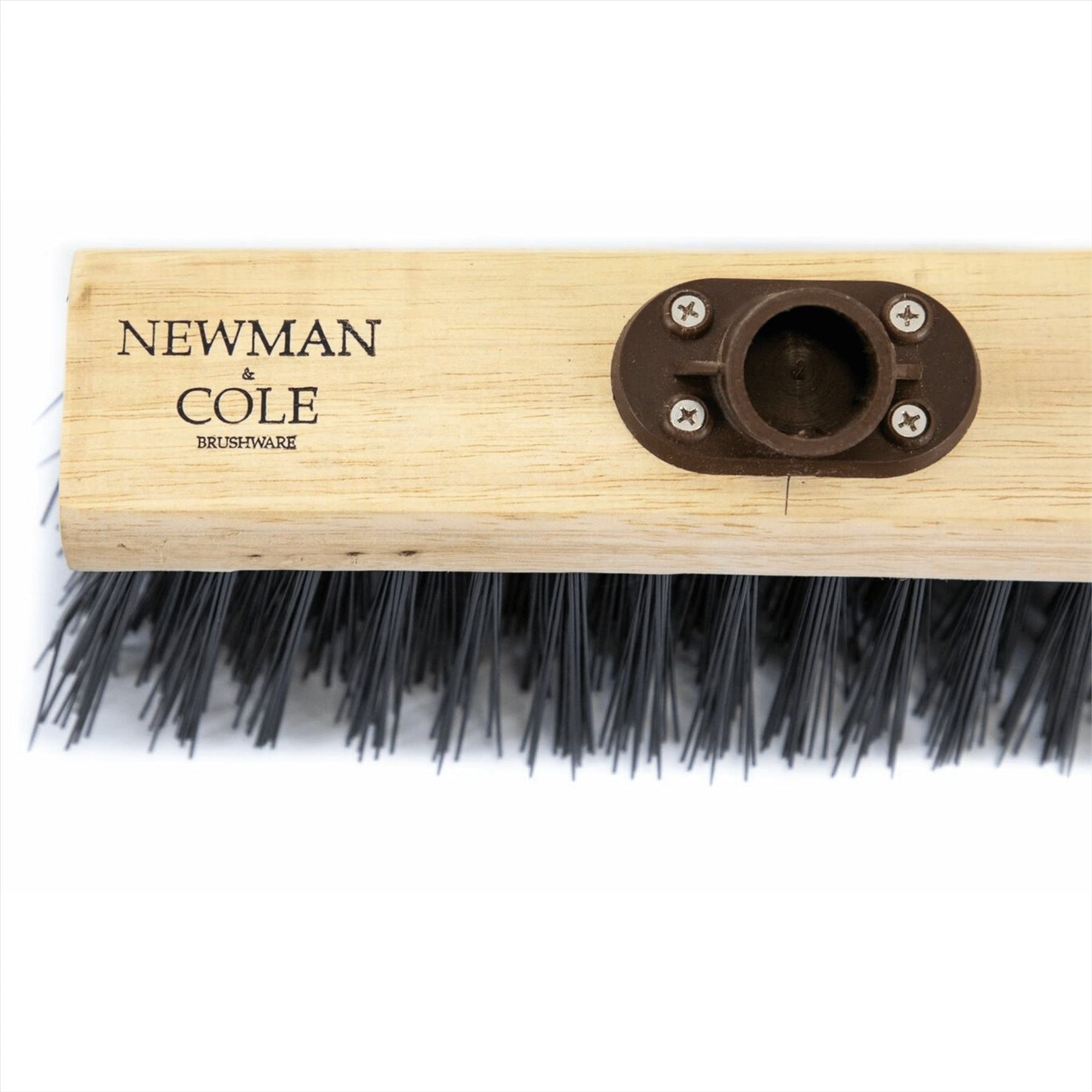 13" Newman & Cole Stiff PVC Flat Broom with Handle | Outdoor Sweeper