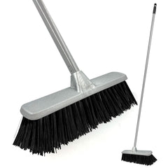 Silver Indoor Stiff Sweeping Brush Head and Handle Kitchen Broom Floor Sweeper
