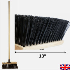 13" Newman & Cole Stiff PVC Flat Broom with Handle | Outdoor Sweeper