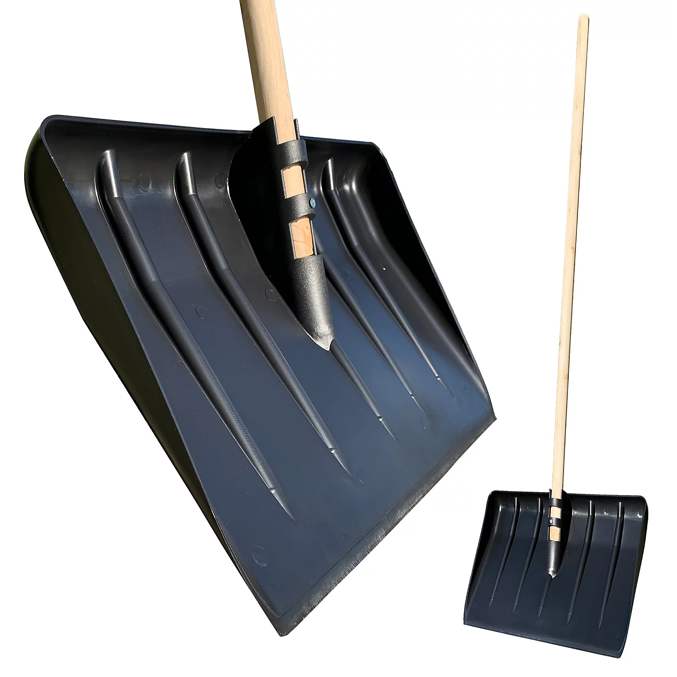 Plastic Snow Scoop Shovel with Wooden Handle – 44cm Snow Shovel
