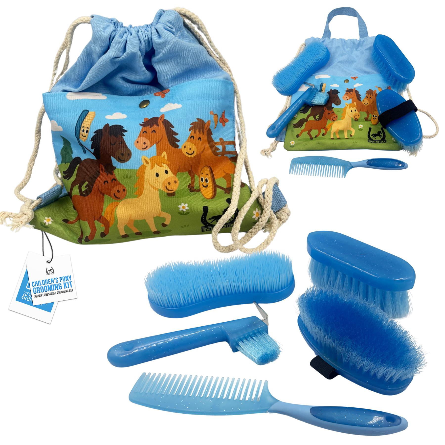 Equi-Neat Kids Horse Grooming Kit Blue – 5 Piece Set