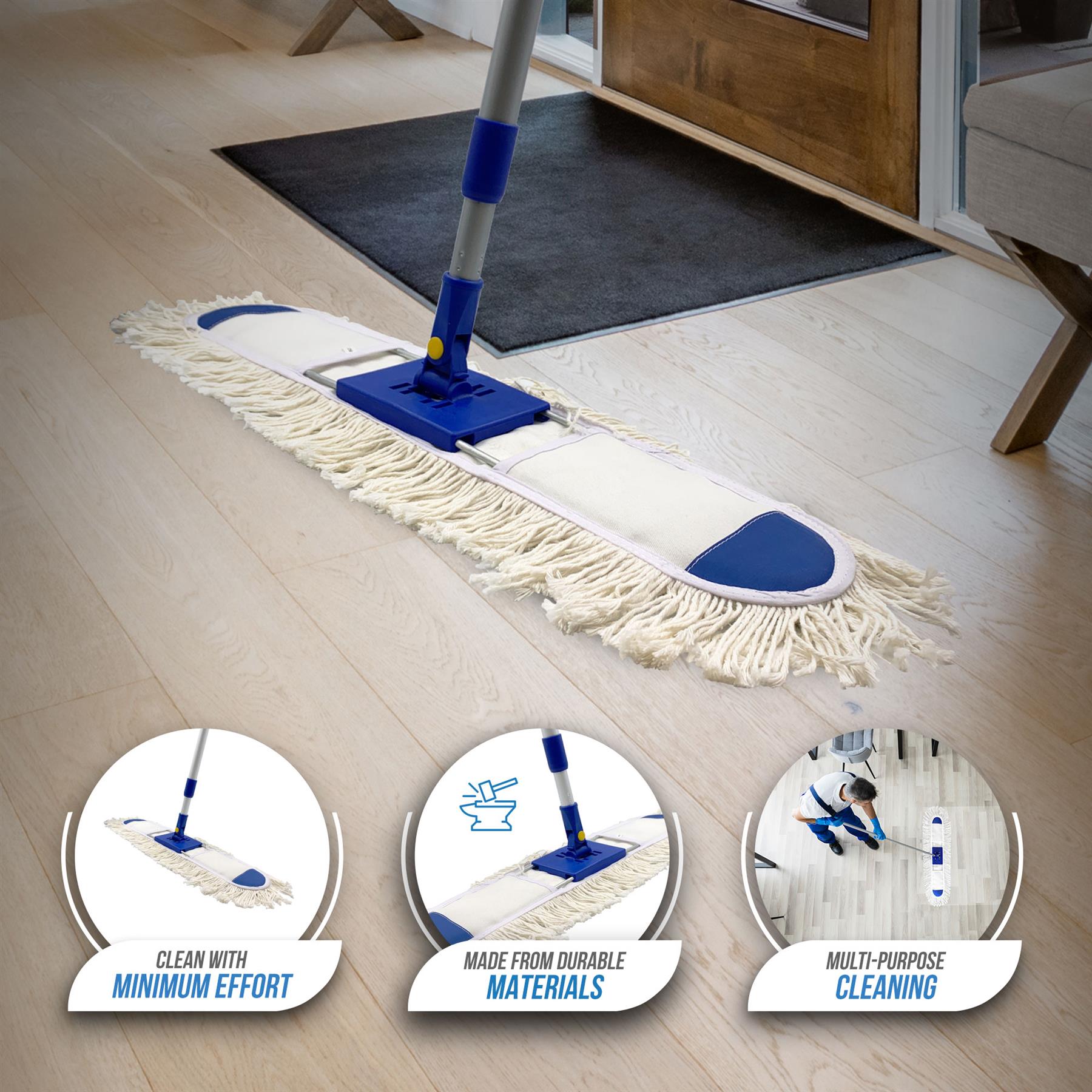 24" Flat Dust Mop with 130cm Telescopic Handle
