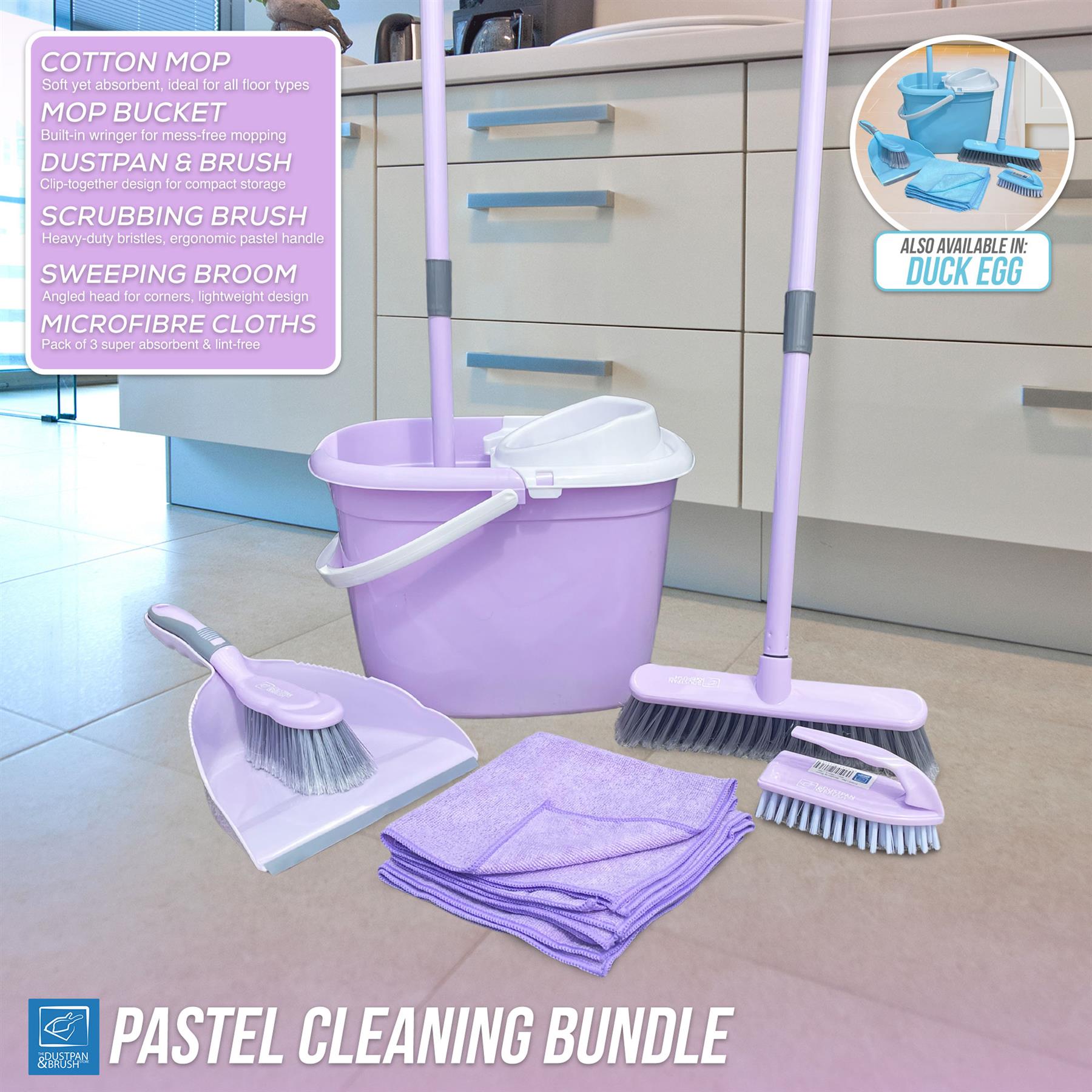 Lilac Cleaning Set | Mop, Bucket, Broom & Cleaning Tools