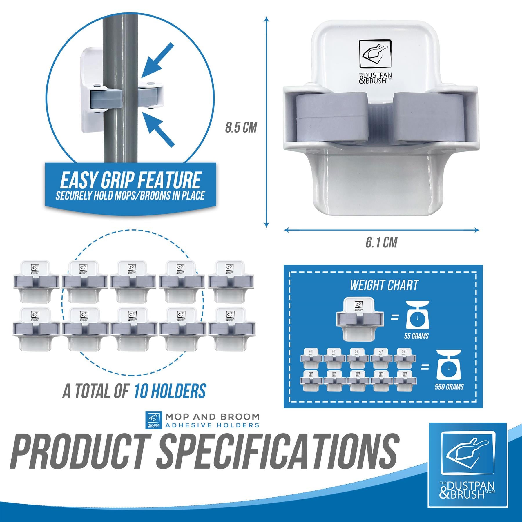 Broom & Mop Holder 5 Box (10 Holders)