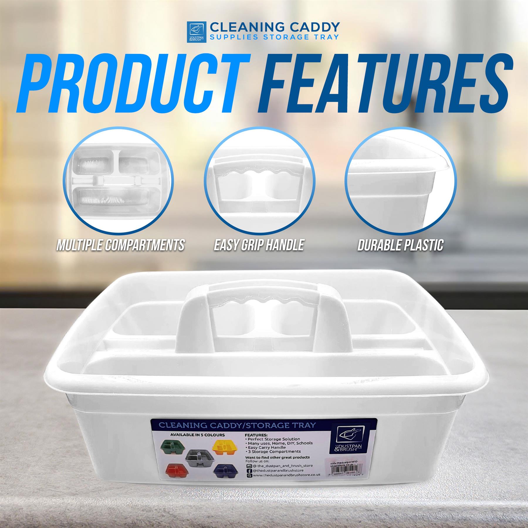 White Cleaning Caddy Storage Tray with Carry Handle