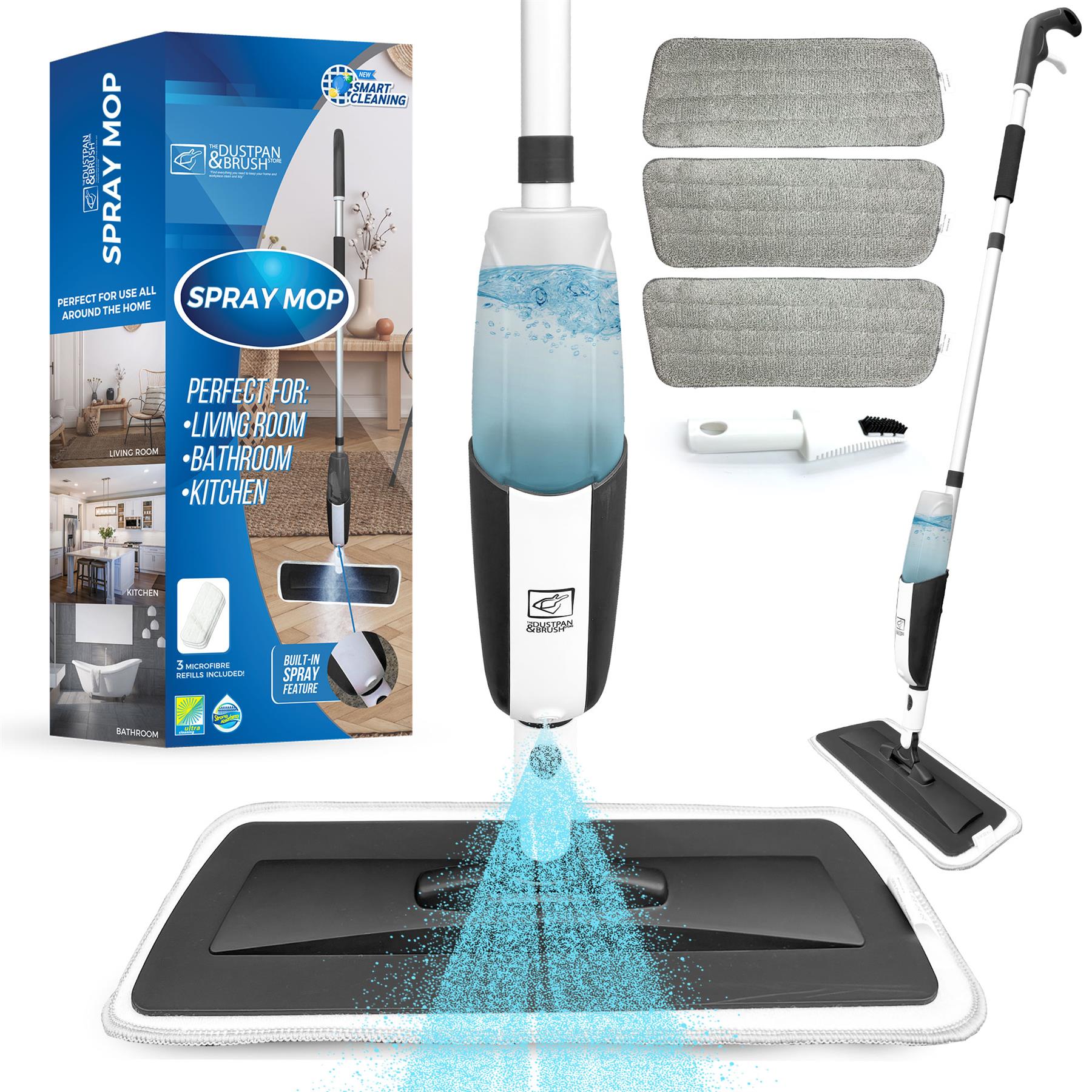 Spray Mop with 3 Washable Microfibre Mop Pads