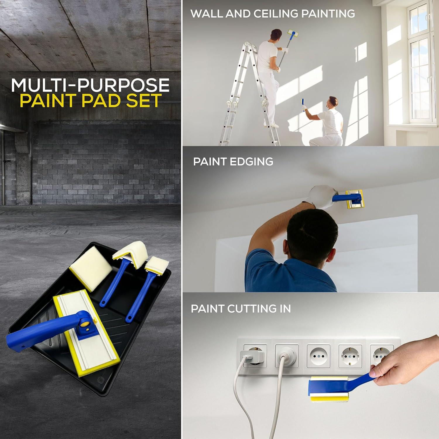 Paint Pad Set with Tray for Walls, Ceilings & Edging