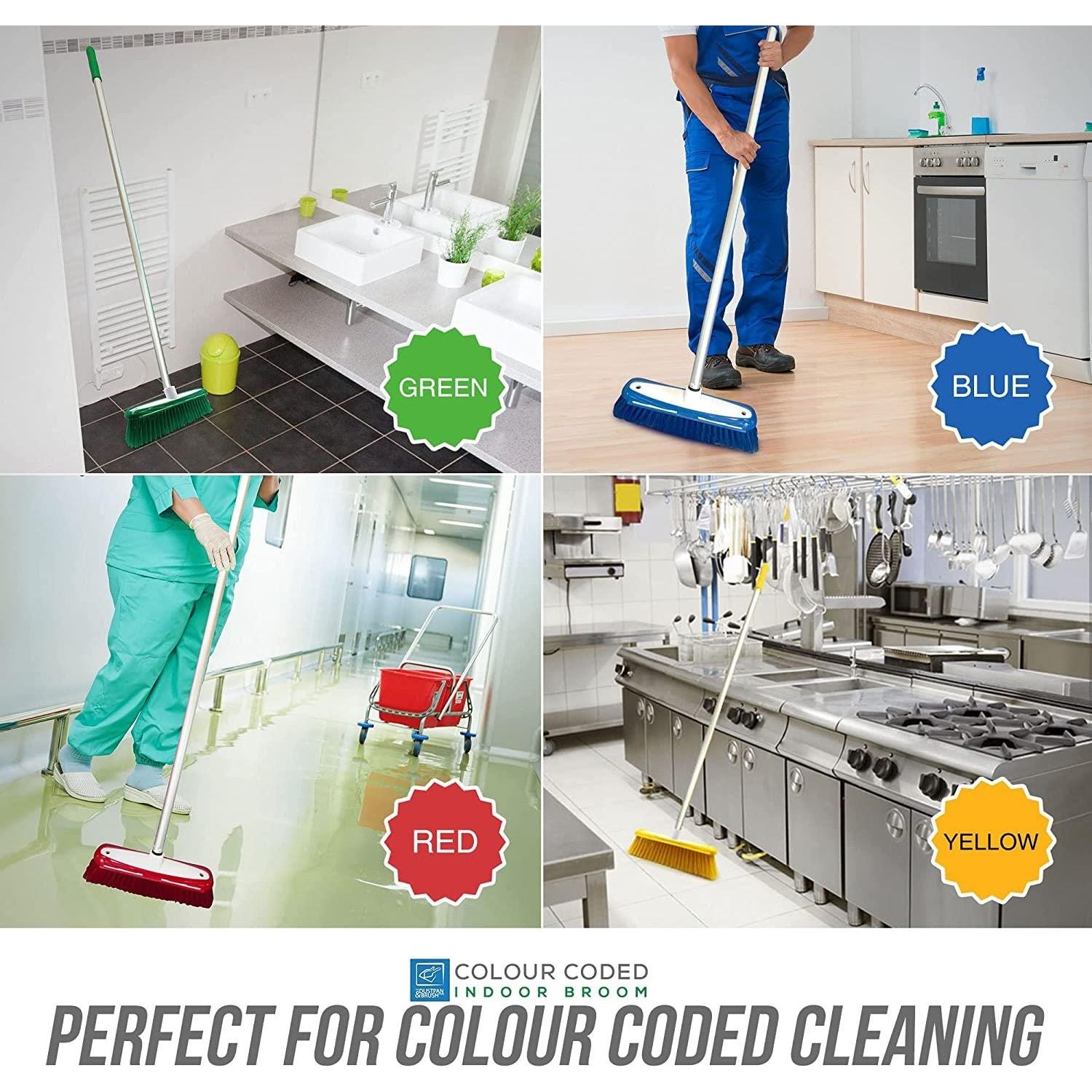 Green Colour Coded Broom Head & Handle