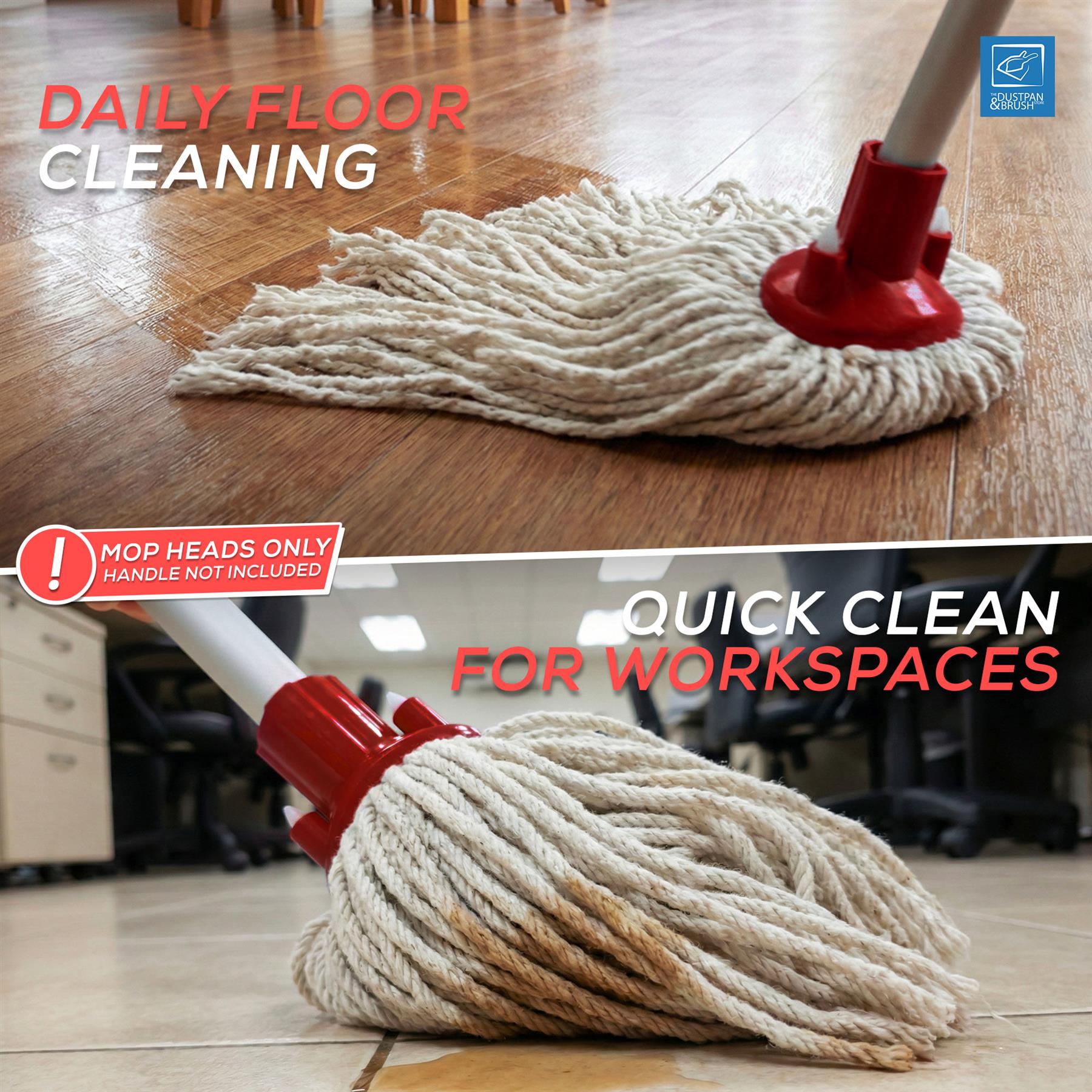 Red Cotton Mop Heads 12PY Pack of 5 | Colour Coded Cleaning