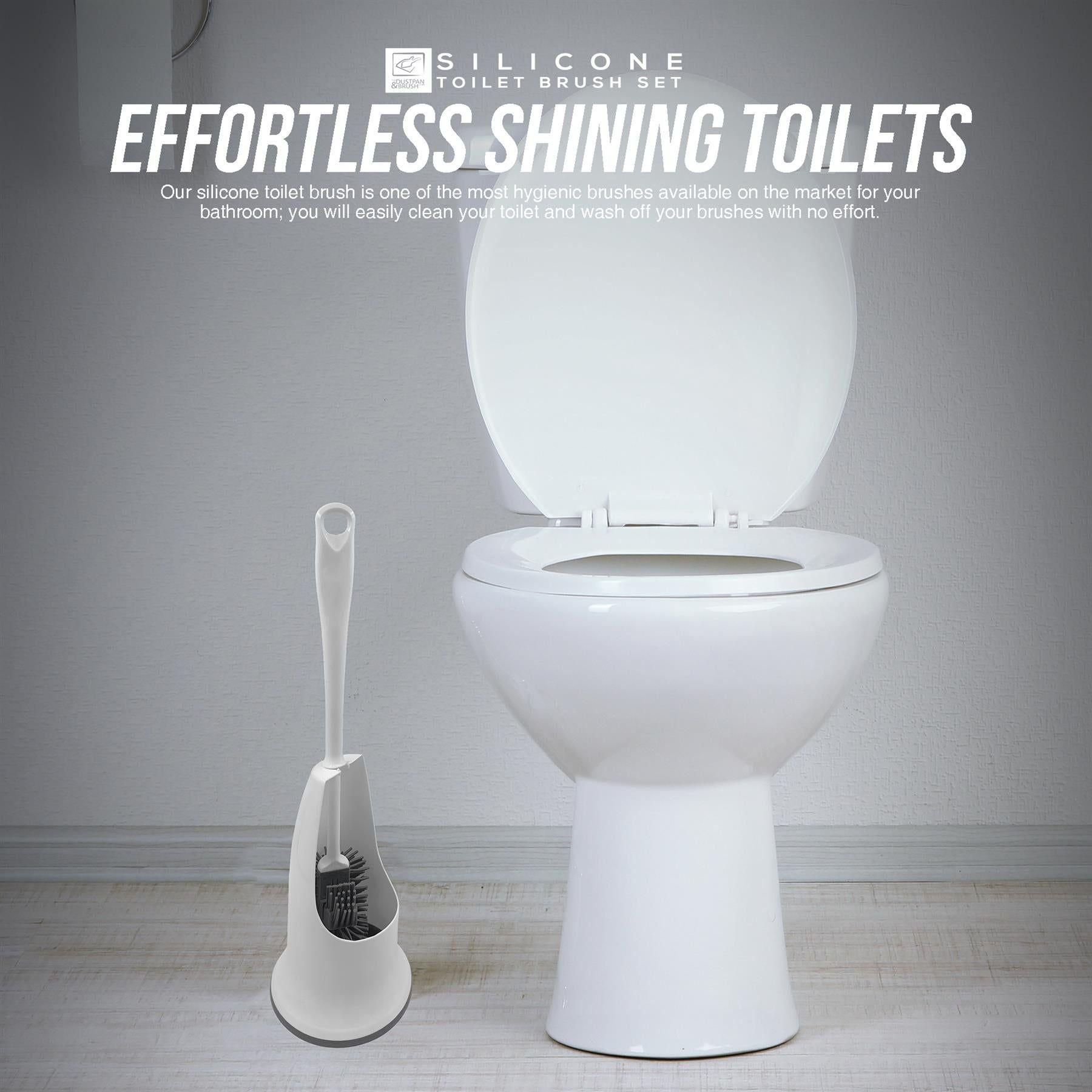 Silicone Toilet Brush Set with Spare Head & Rim Cleaner