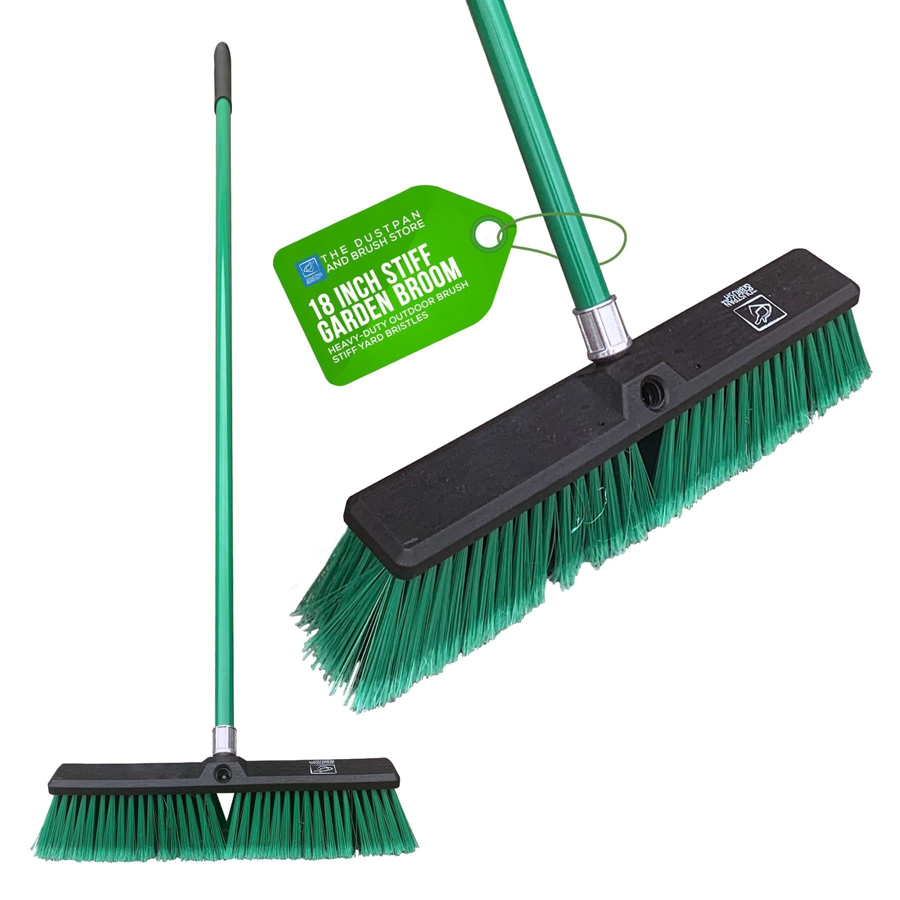 18" Heavy Duty Outdoor Yard Broom with Metal Handle