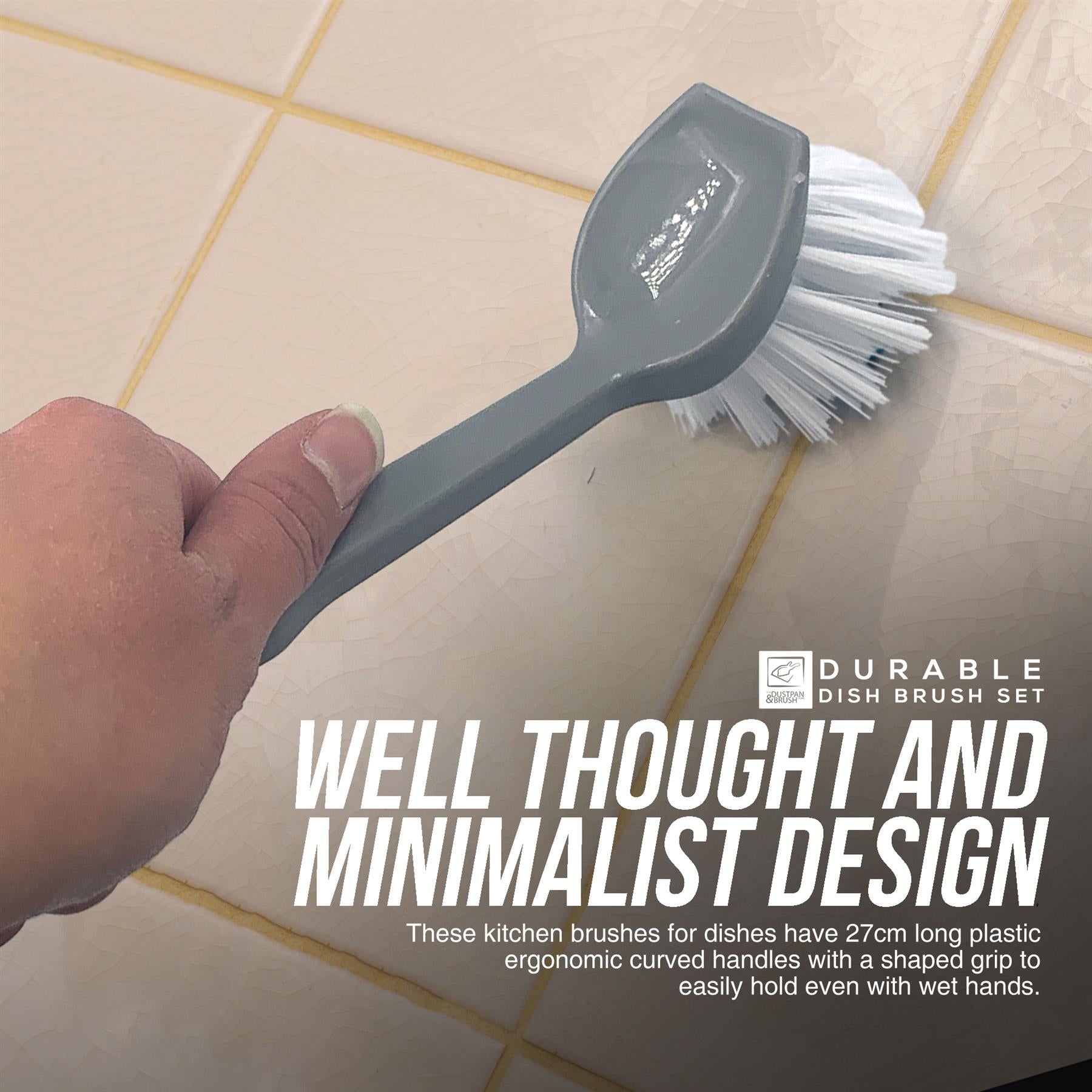 Round Dish Brush with Scraper | Nylon Washing Up Brush