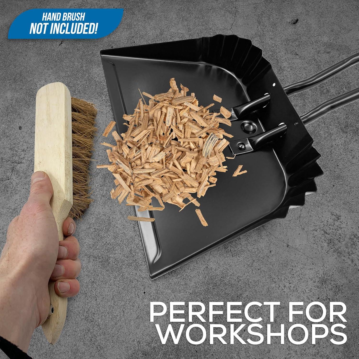 12" Metal Flat Dustpan | Heavy Duty Workshop Dustpan