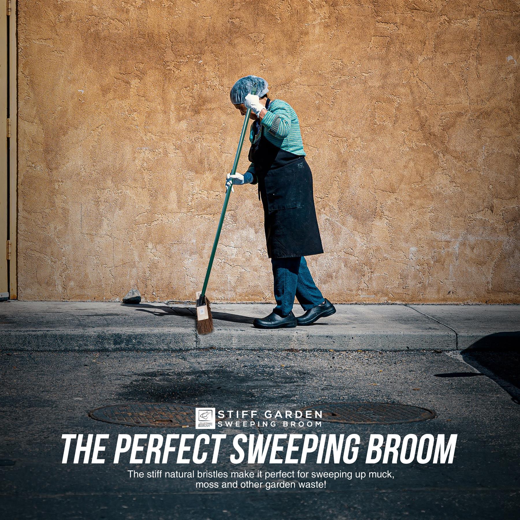 10" Stiff Bassine Broom with Metal Handle – Outdoor Yard Brush