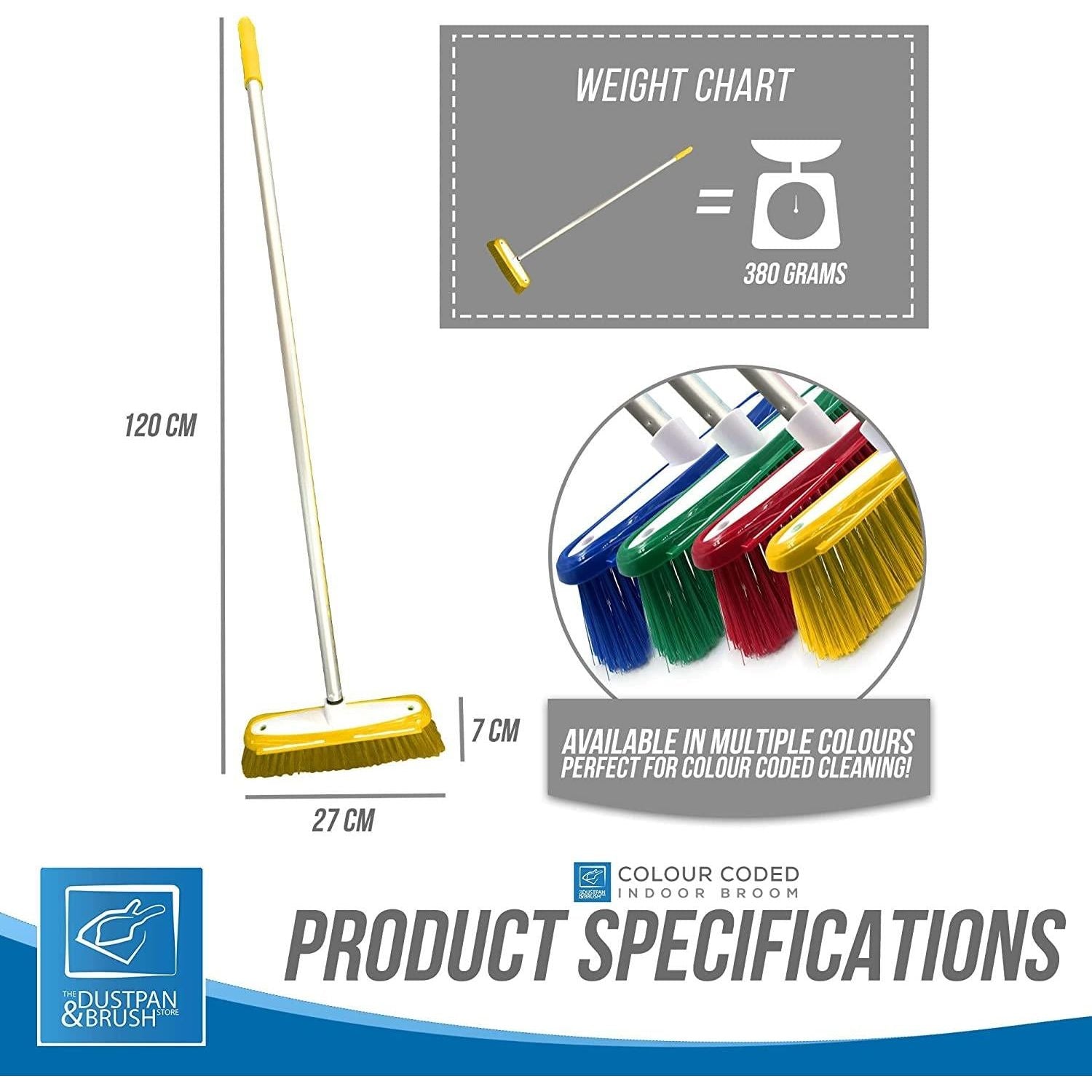 Yellow Colour Coded Broom Head & Handle with Scraper