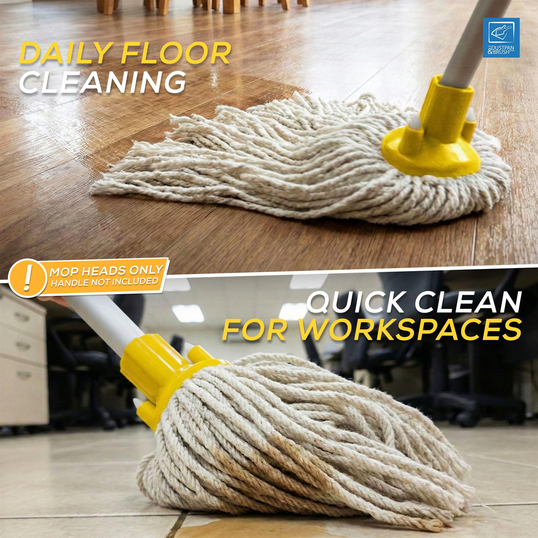 Yellow Colour Coded Cotton Mop Heads 12PY Pack of 5