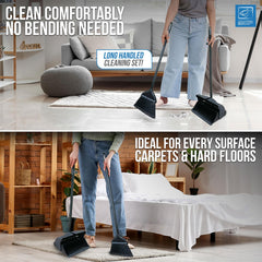 Long Handled Dustpan and Brush Set – Upright Floor Cleaner for Easy Cleaning