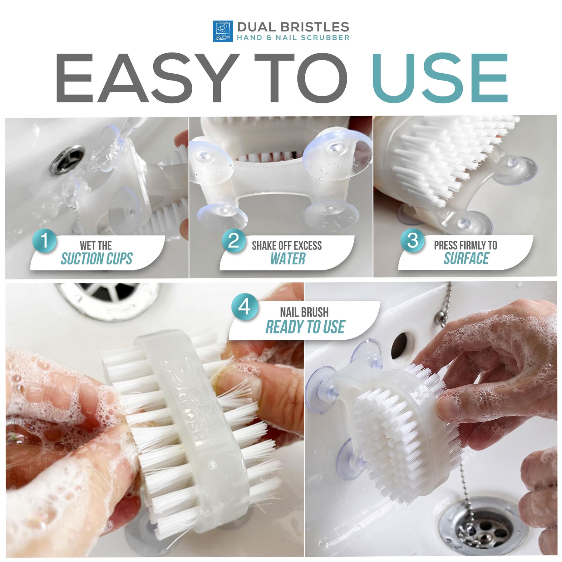 Dual Suction Cup Nail Brush | Hands-Free Stick On Nail Cleaner