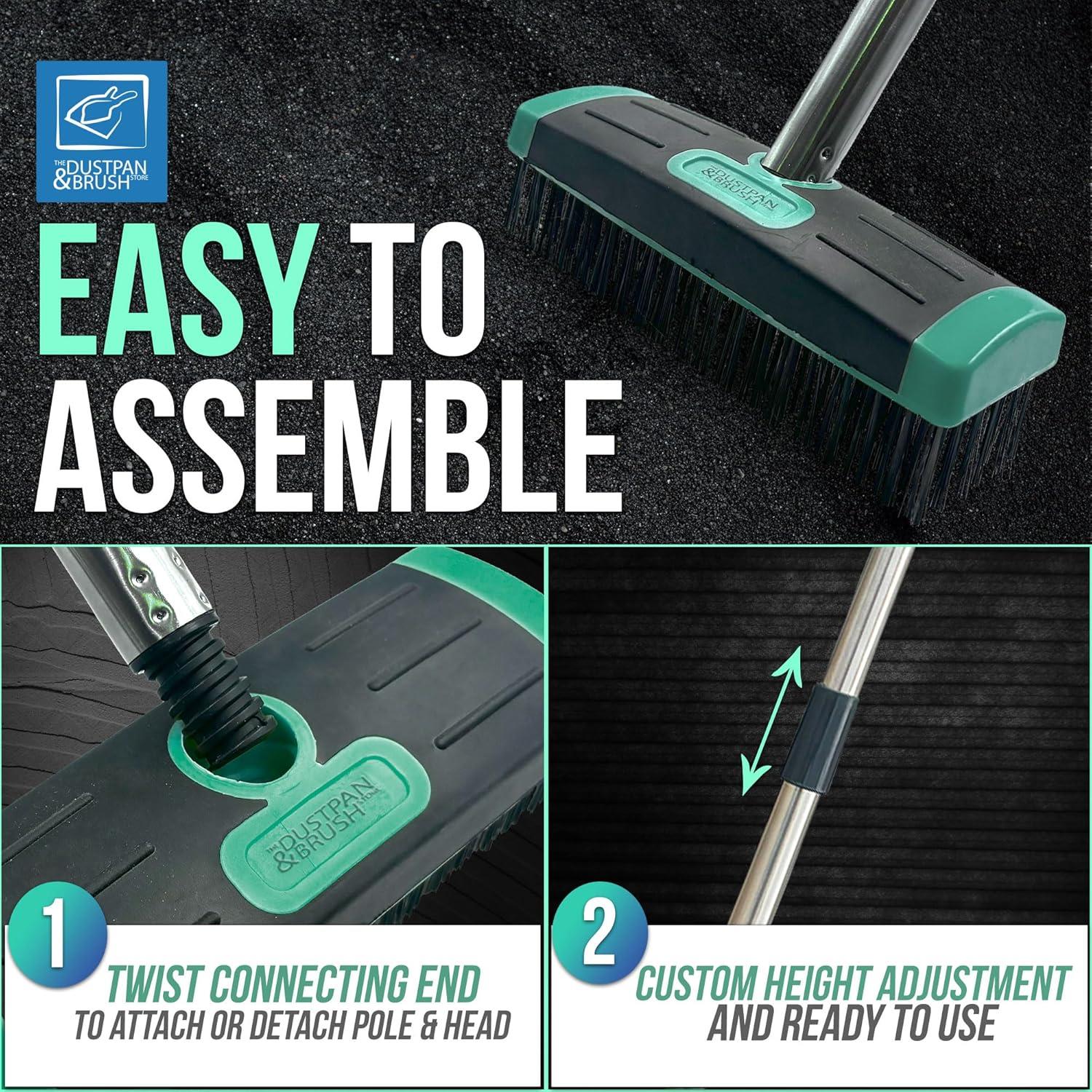 Wire Broom for Moss & Weed Removal | 4pc Long Handle Brush
