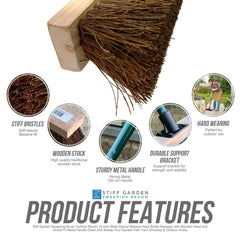 10" Stiff Bassine Broom with Metal Handle – Outdoor Yard Brush